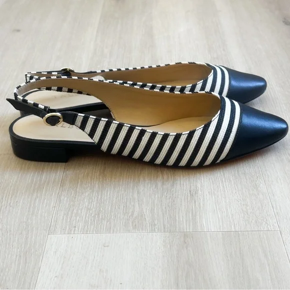 Talbots Black and White Striped Slingback Flats - Picture 2 of 5